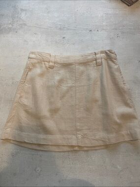 Free People Cream Linen-Blend Midi Skirt